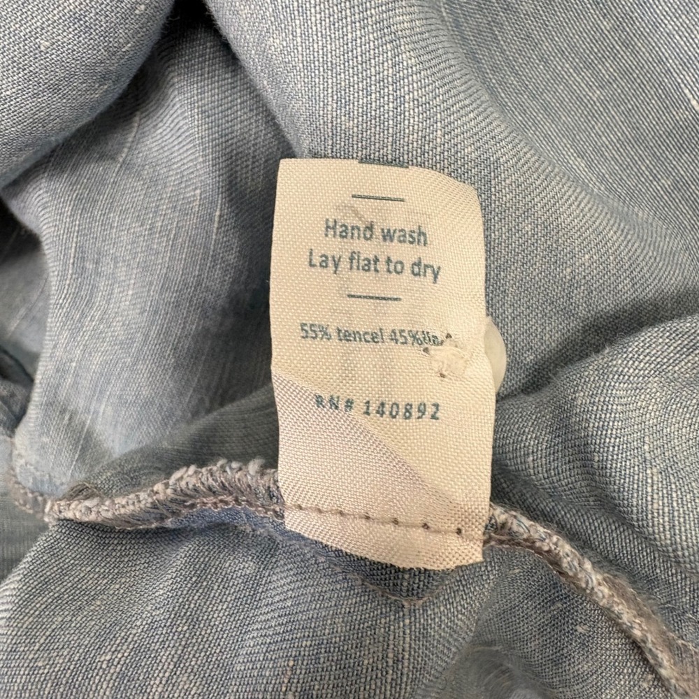 Marine Layer Chambray Denim Shirt Dress Blue Polka Dot Tencel Linen Blend Small - Picture 6 of 6
